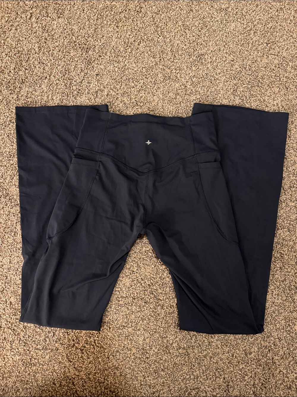 Halara Navy High-Waist Flare Leggings with Side Pockets